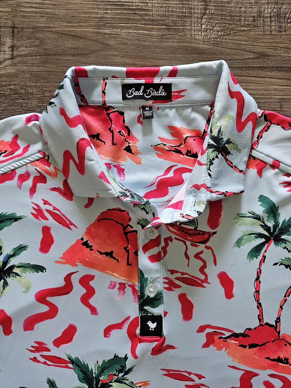 Bad Birdie Abstract Tropical Red Rocks Performance Golf Polo - Picture 4 of 9